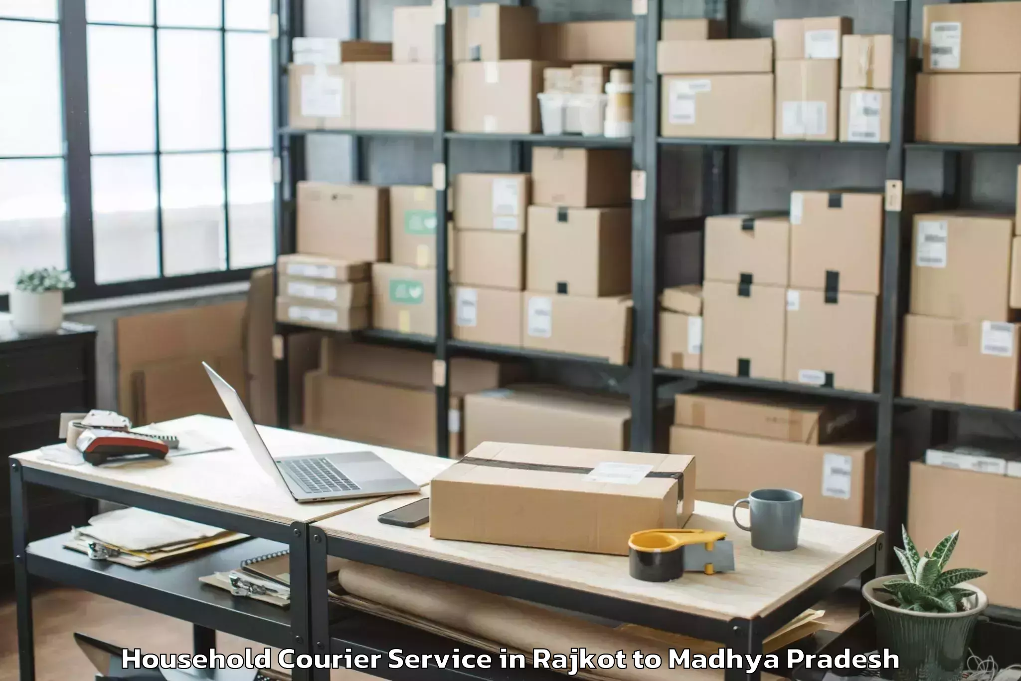 Top Rajkot to Mauganj Household Courier Available